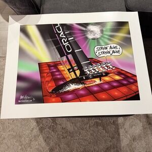 MARK CHILCOTT STAYIN' ALIVE 29.5" x 38" Oracle USA Numbered 5/50 Cartoon Art EUC